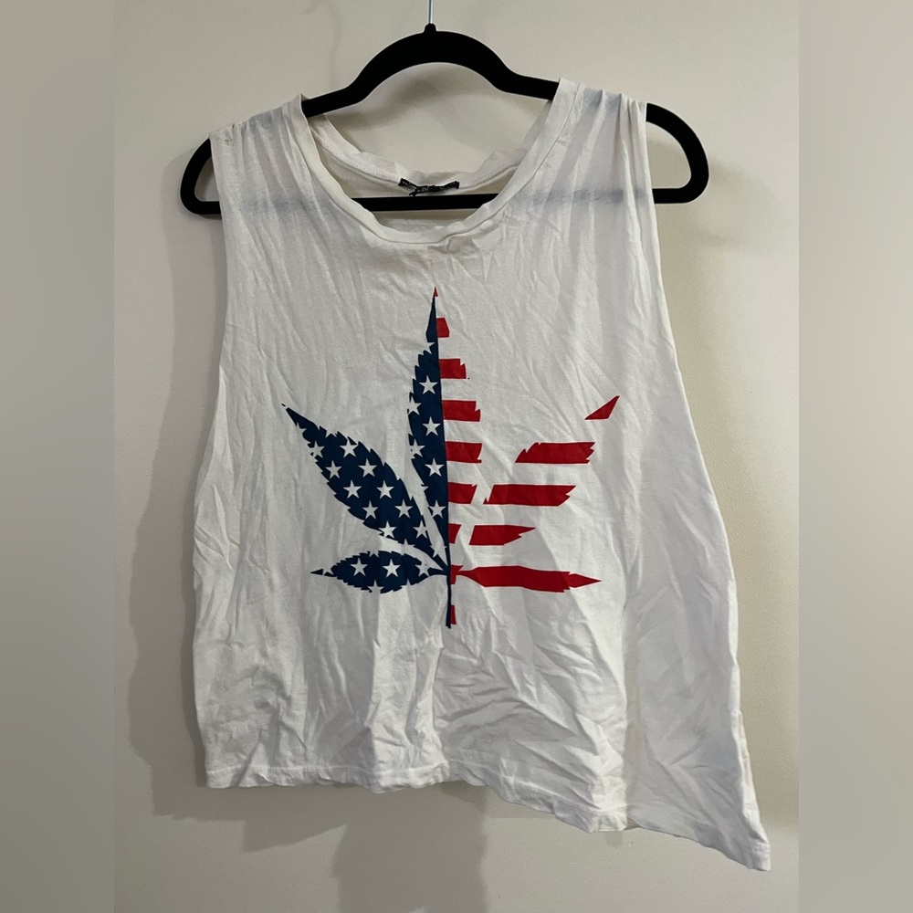 American Flag / weed design crop top shirt.